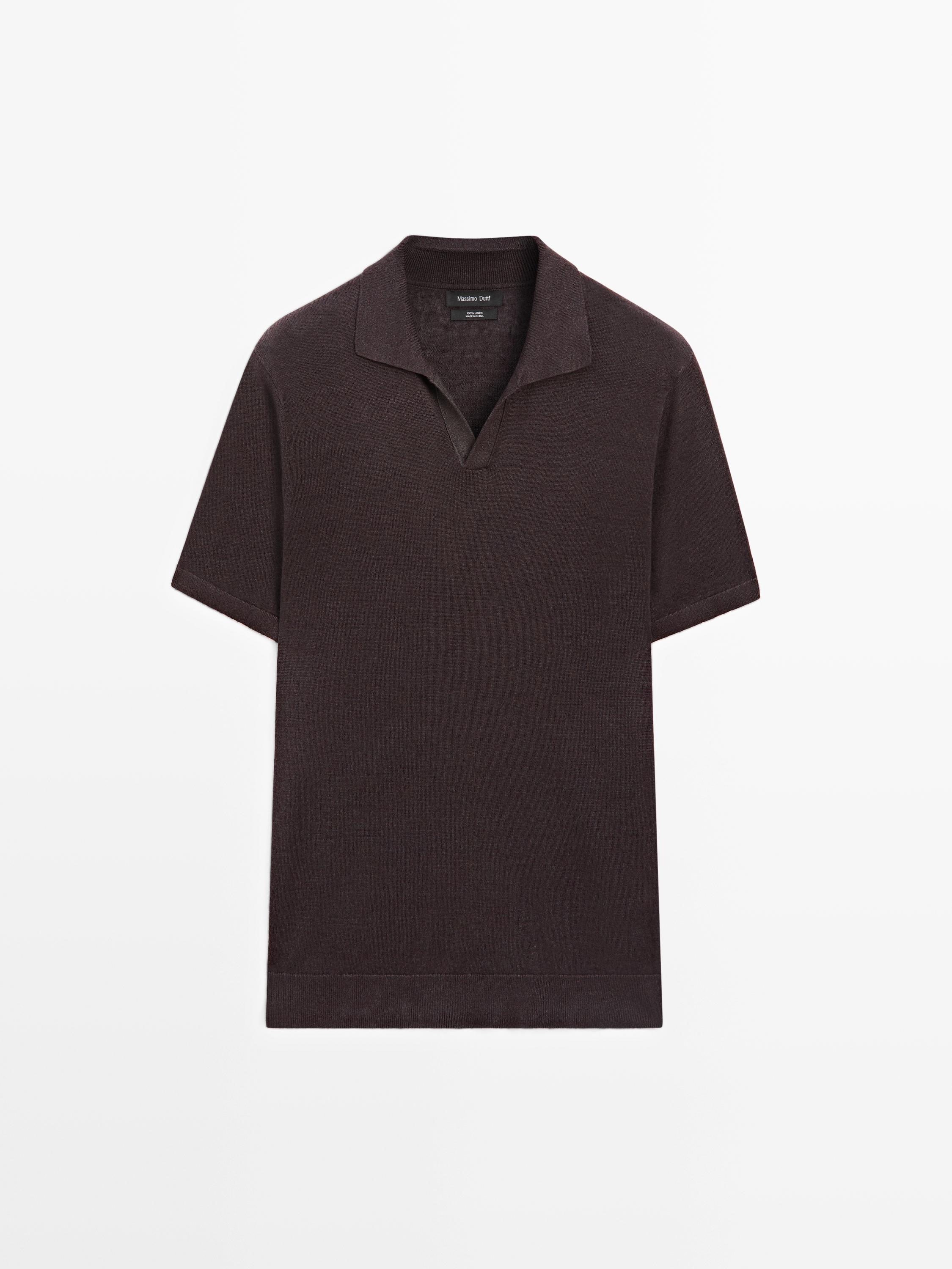 Linen V-neck polo sweater